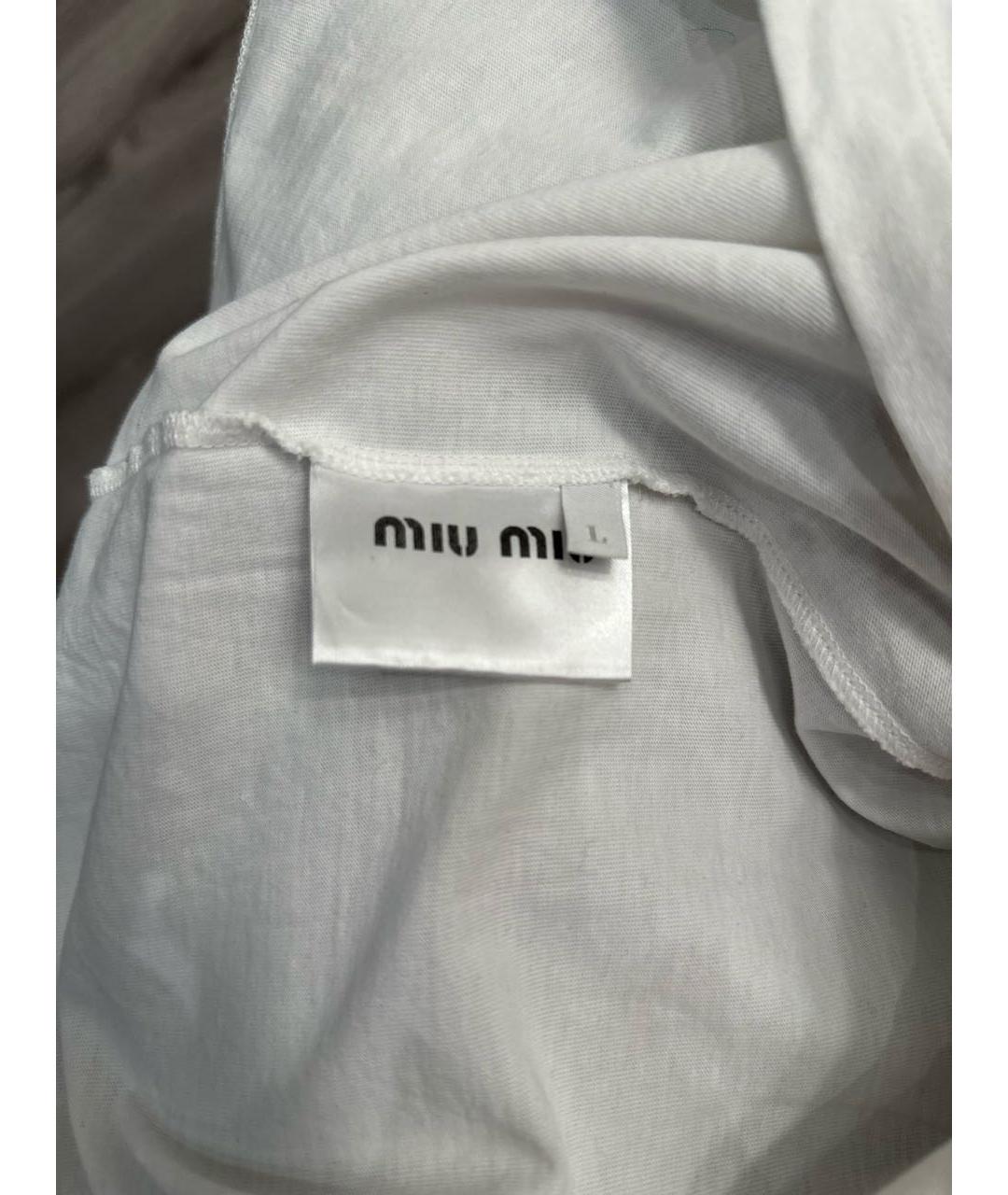 MIU MIU Белая хлопковая футболка, фото 5