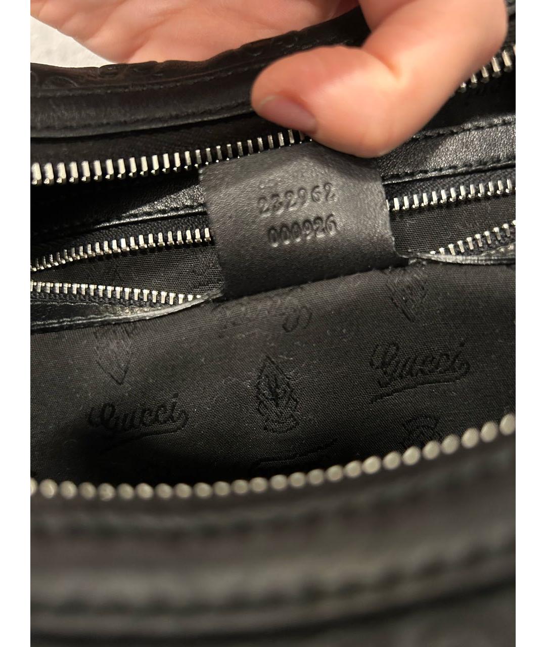 GUCCI Черная кожаная сумка тоут, фото 5