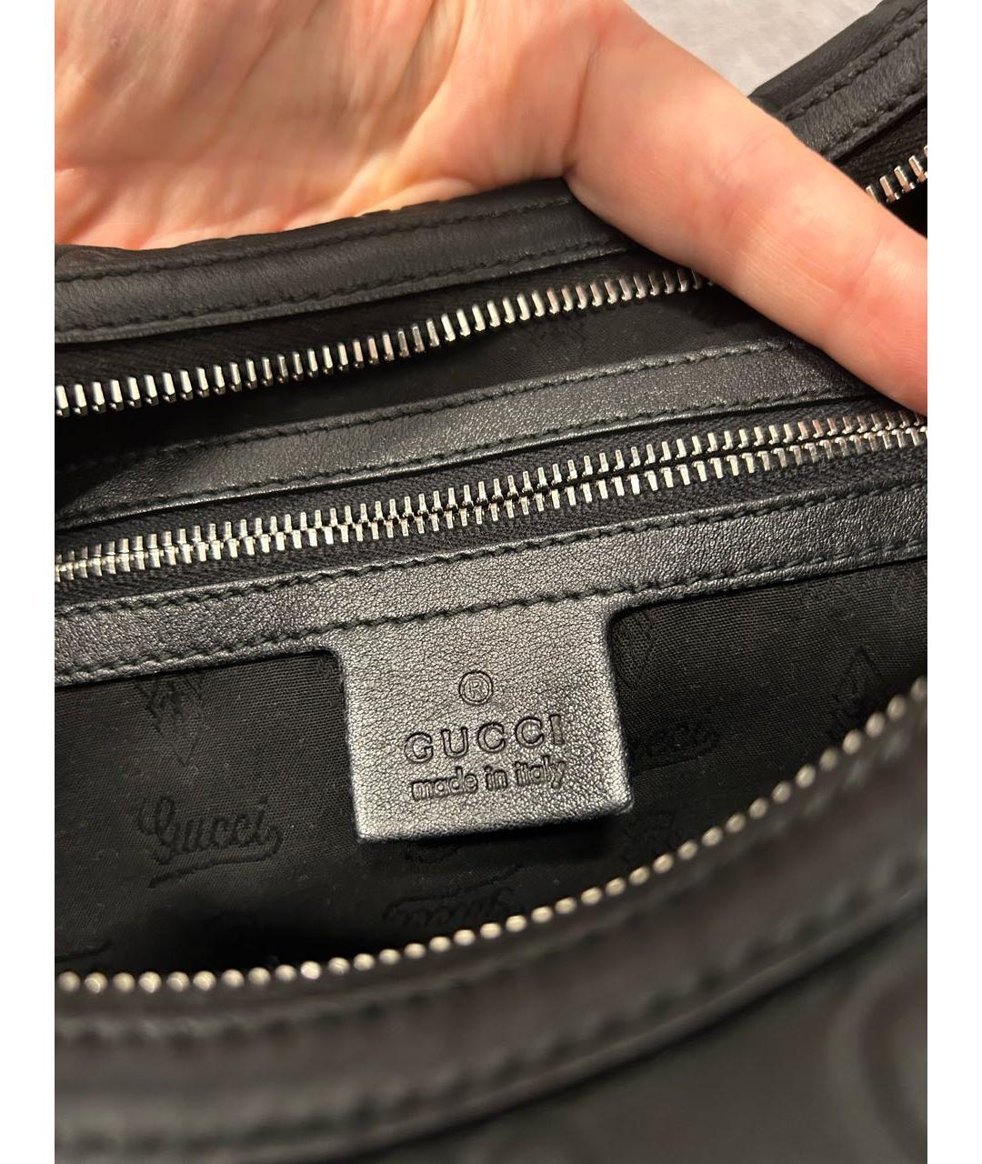 GUCCI Черная кожаная сумка тоут, фото 4