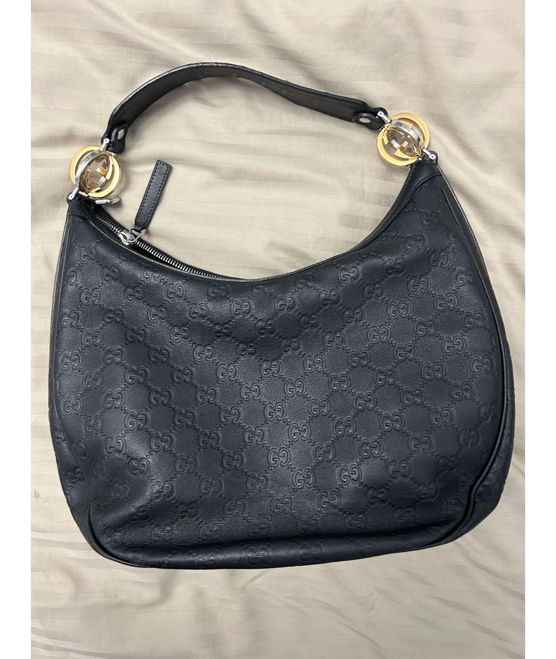 GUCCI Черная кожаная сумка тоут, фото 3