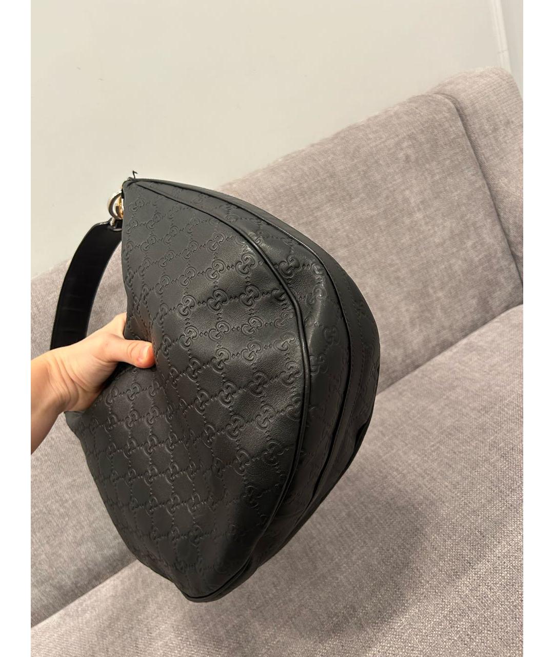 GUCCI Черная кожаная сумка тоут, фото 8