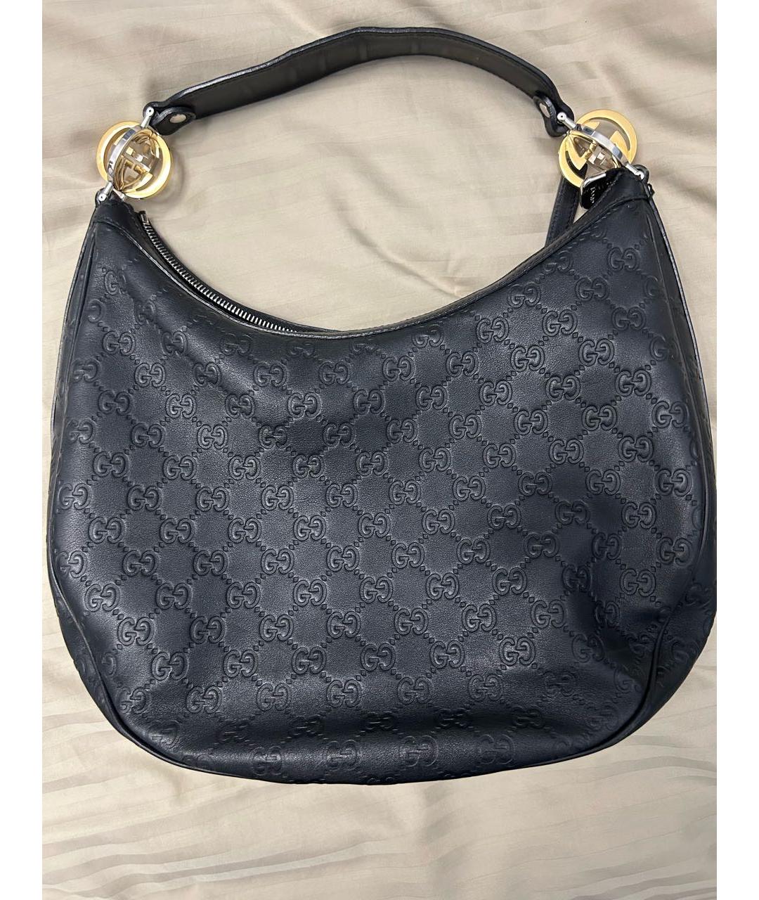 GUCCI Черная кожаная сумка тоут, фото 2