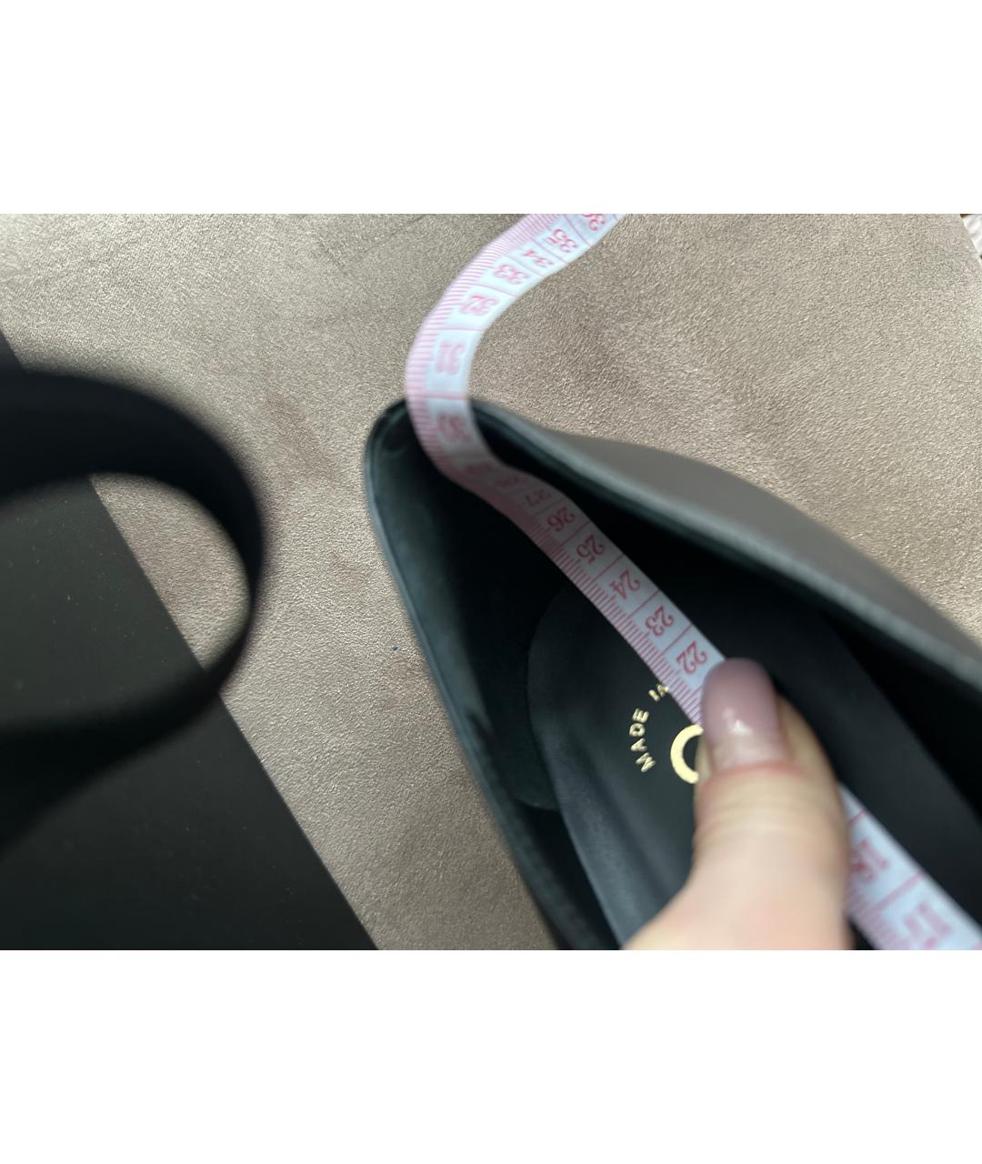 CHANEL Черные кожаные лодочки на низком каблуке, фото 5