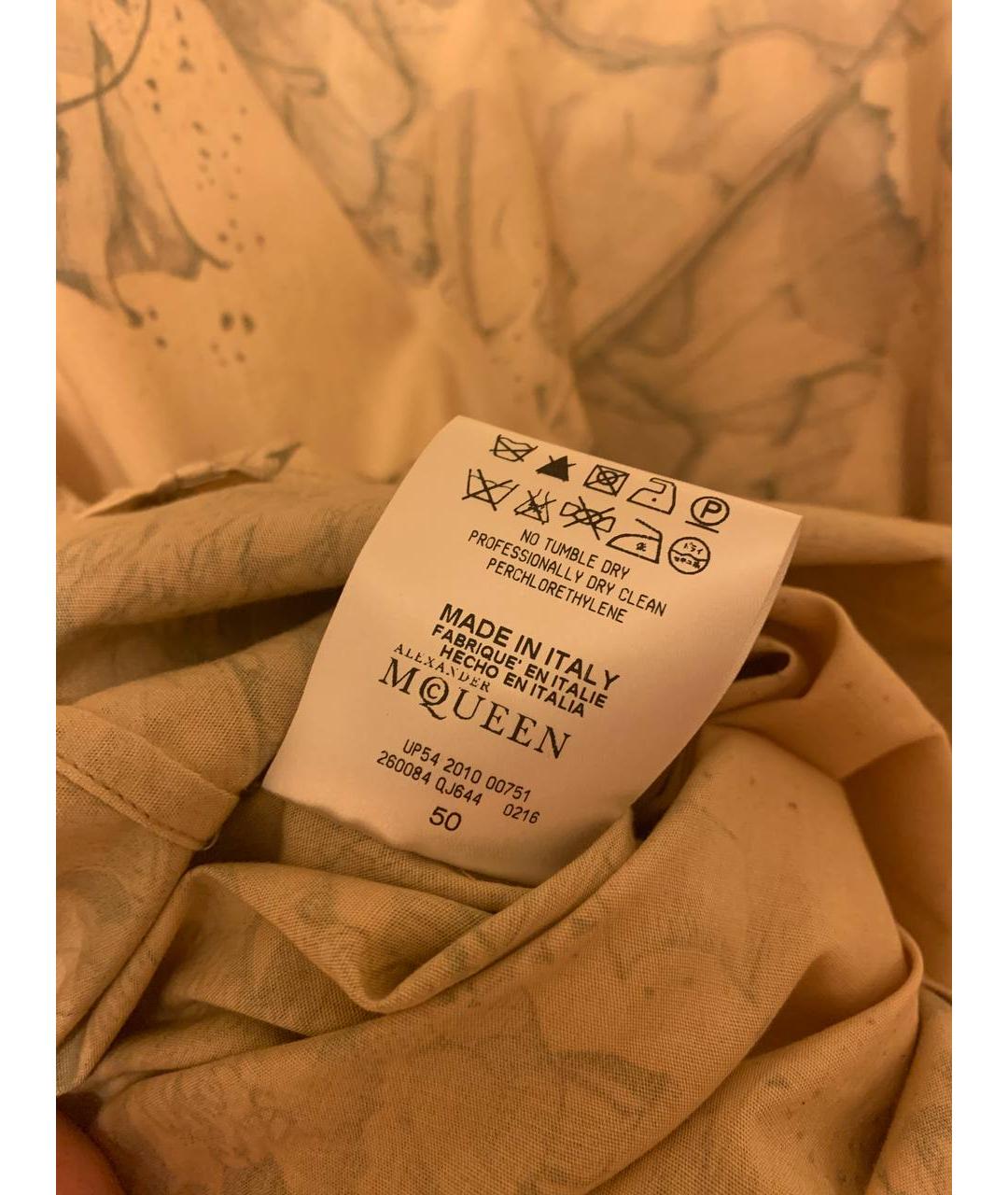 ALEXANDER MCQUEEN Бежевая хлопковая кэжуал рубашка, фото 6
