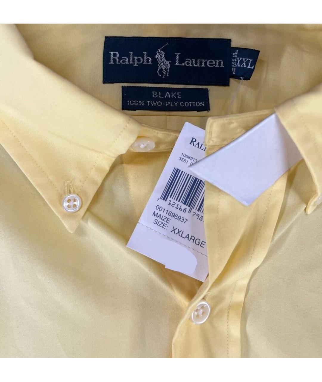 RALPH LAUREN Желтая хлопковая кэжуал рубашка, фото 4