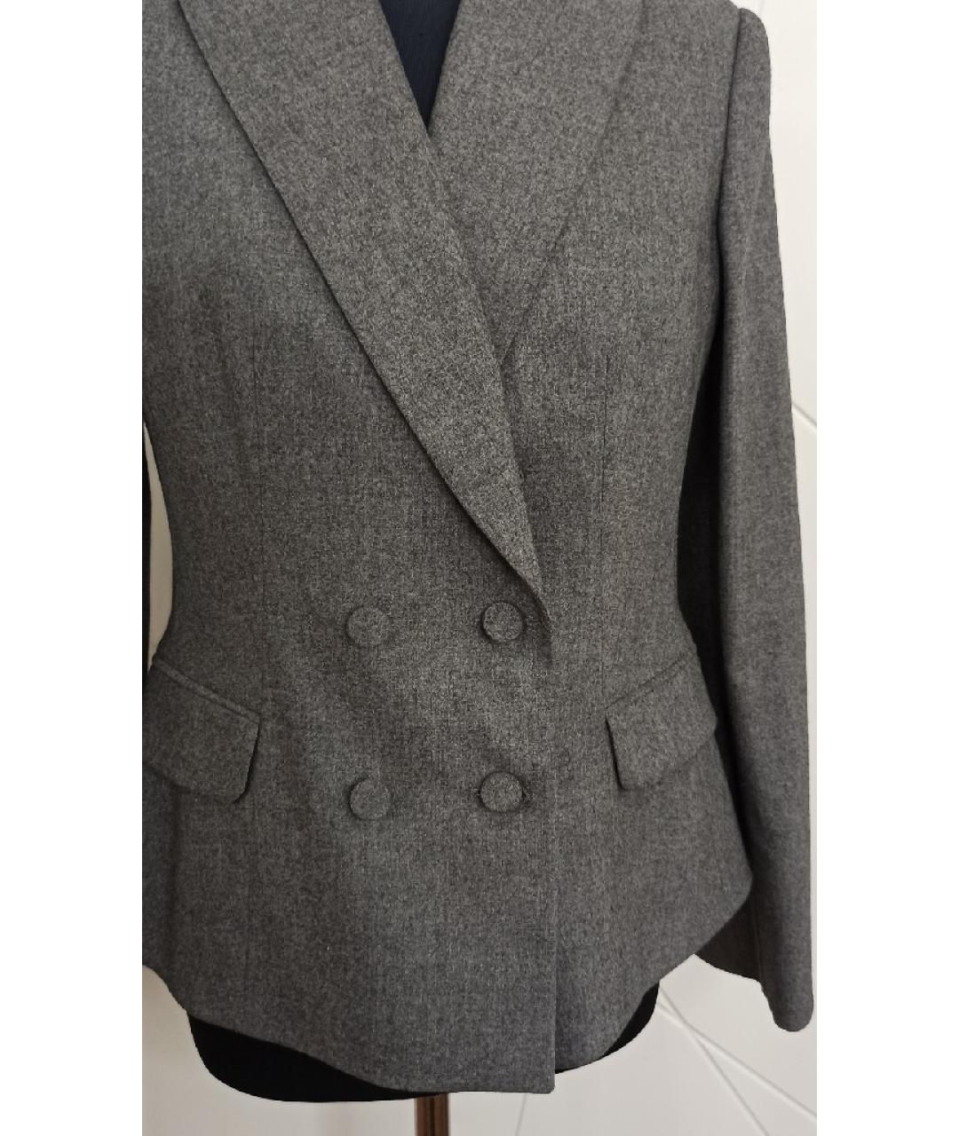 CHRISTIAN DIOR Серый шерстяной жакет/пиджак, фото 5