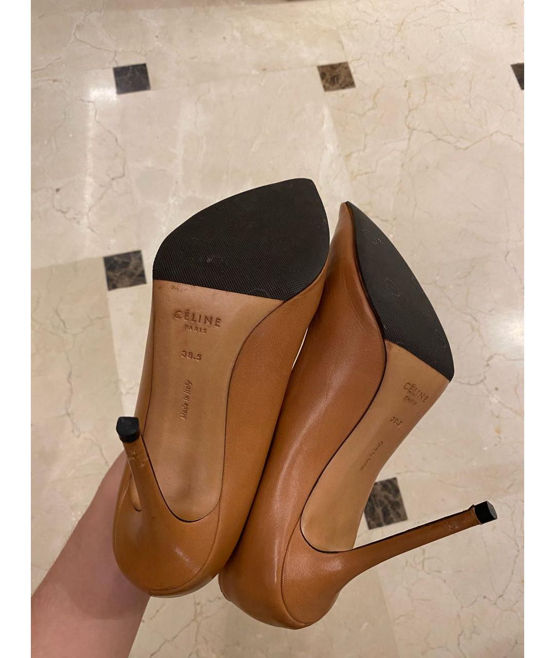 CELINE Бежевые кожаные туфли, фото 4