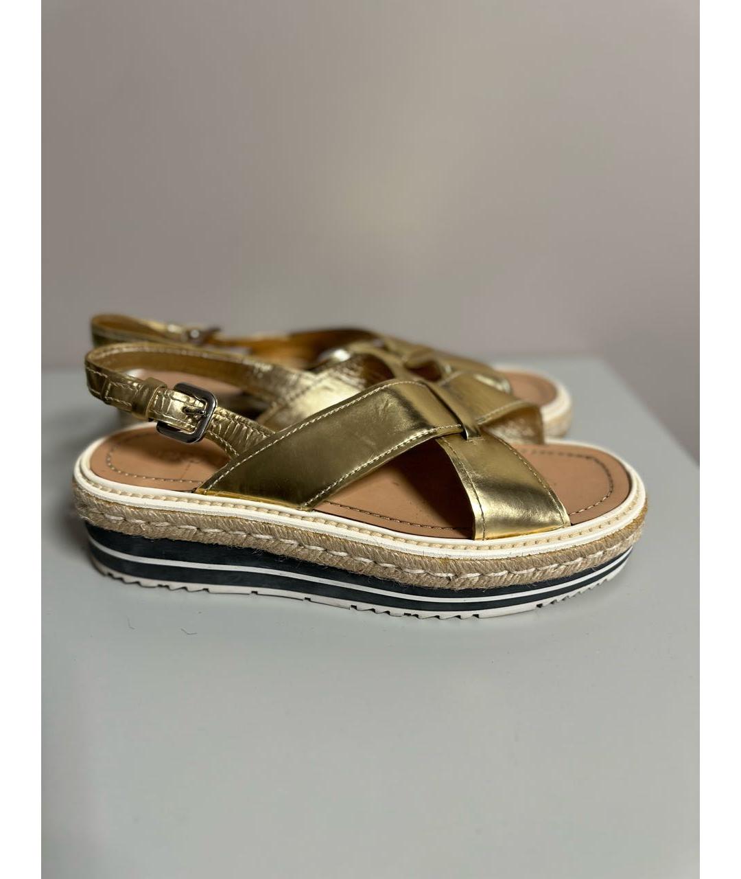 PRADA Золотые сандалии из лакированной кожи, фото 7