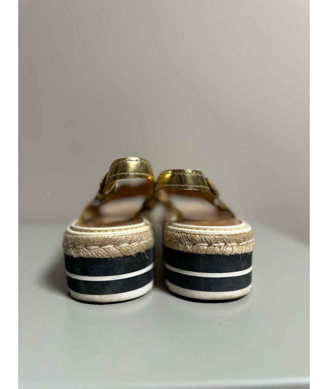 PRADA Золотые сандалии из лакированной кожи, фото 3