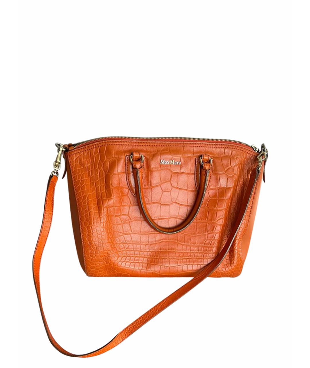 MAX MARA Оранжевая кожаная сумка тоут, фото 1