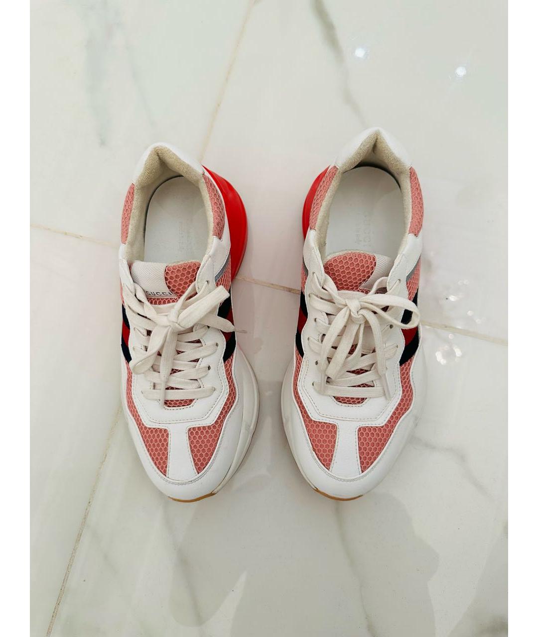 GUCCI Белые кожаные кроссовки, фото 2