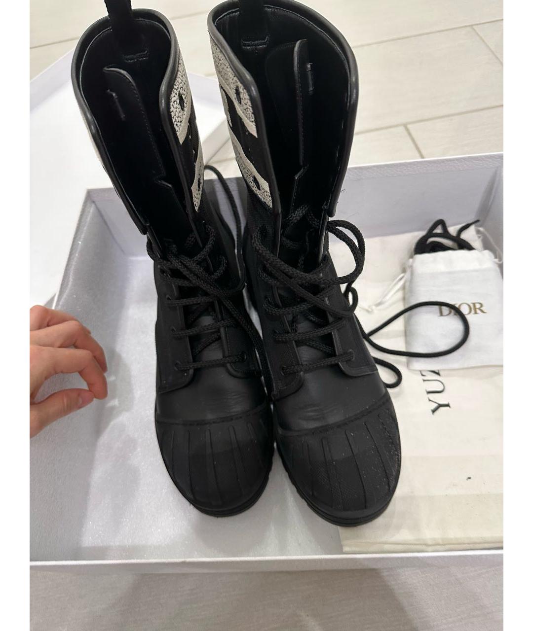 CHRISTIAN DIOR Черные кожаные ботинки, фото 5