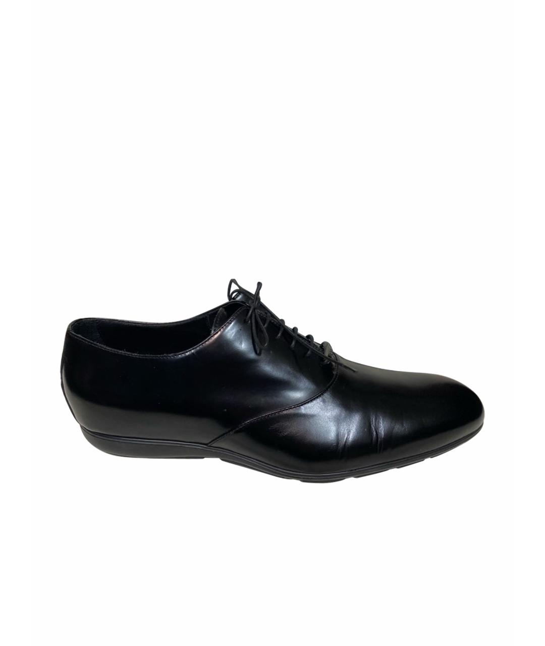 GIORGIO ARMANI Черные кожаные низкие ботинки, фото 1