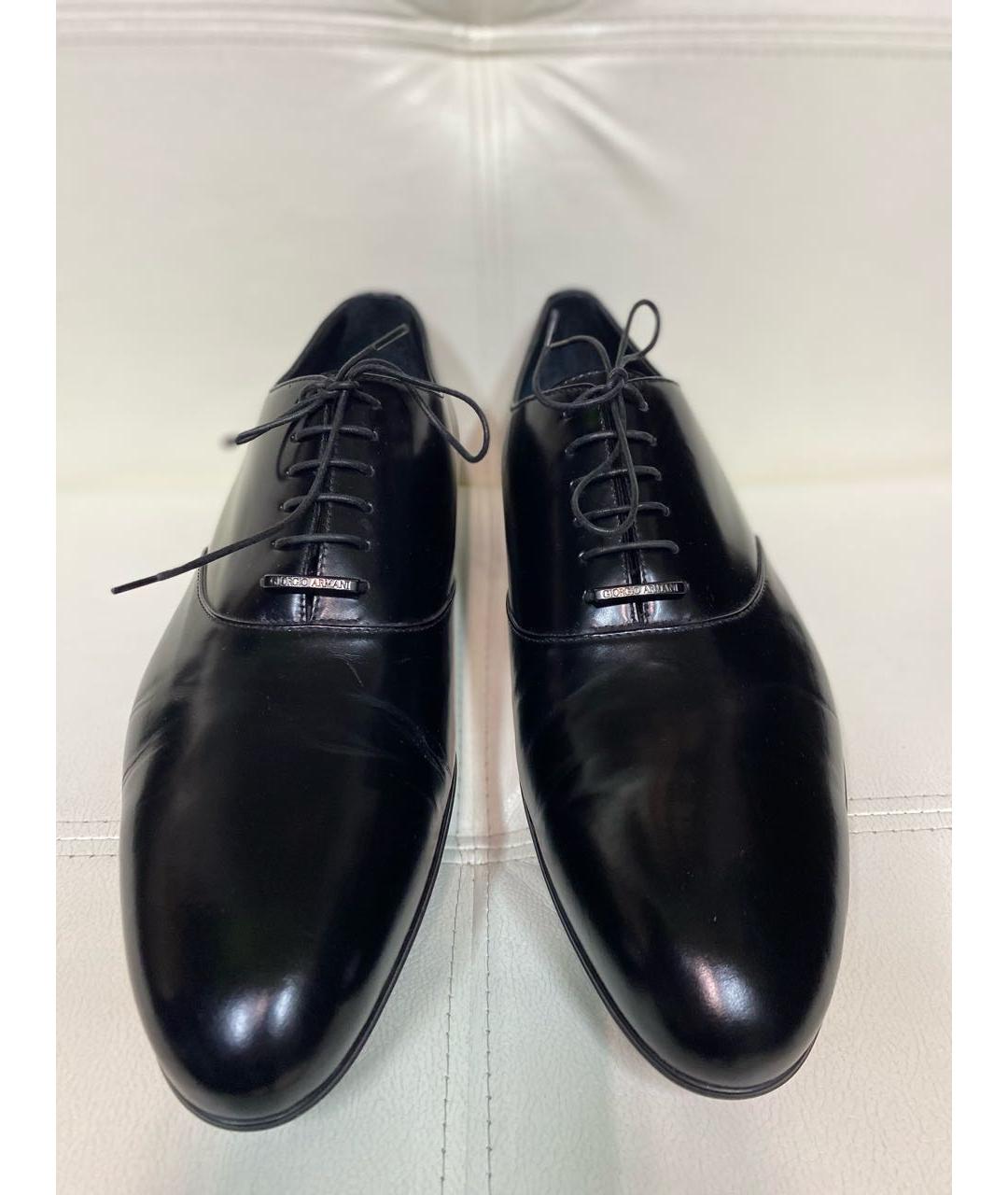 GIORGIO ARMANI Черные кожаные низкие ботинки, фото 2