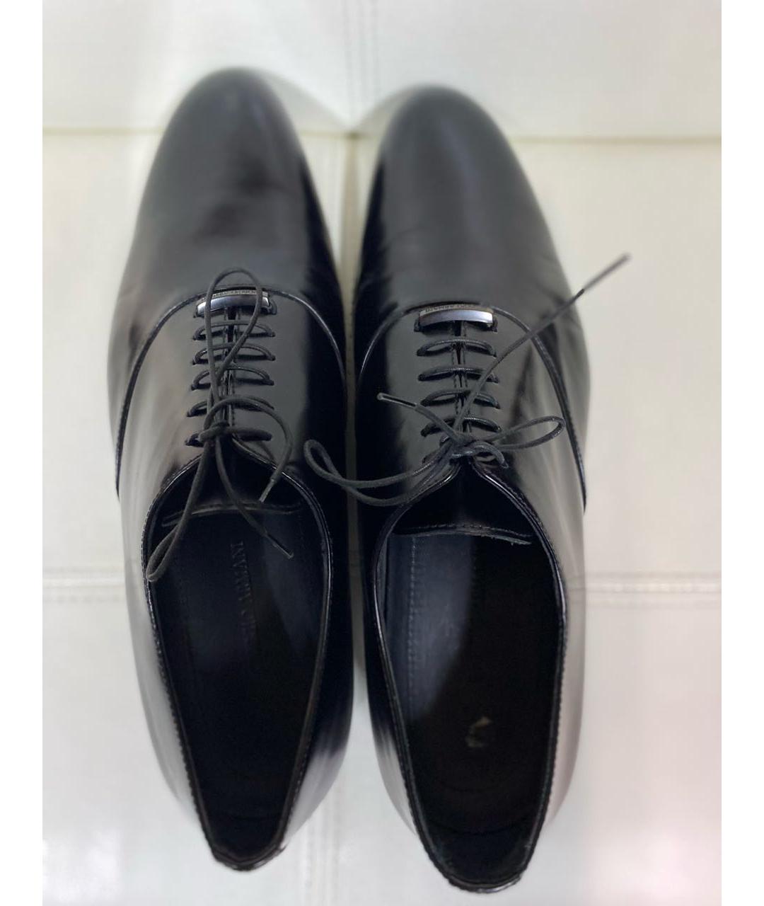 GIORGIO ARMANI Черные кожаные низкие ботинки, фото 3