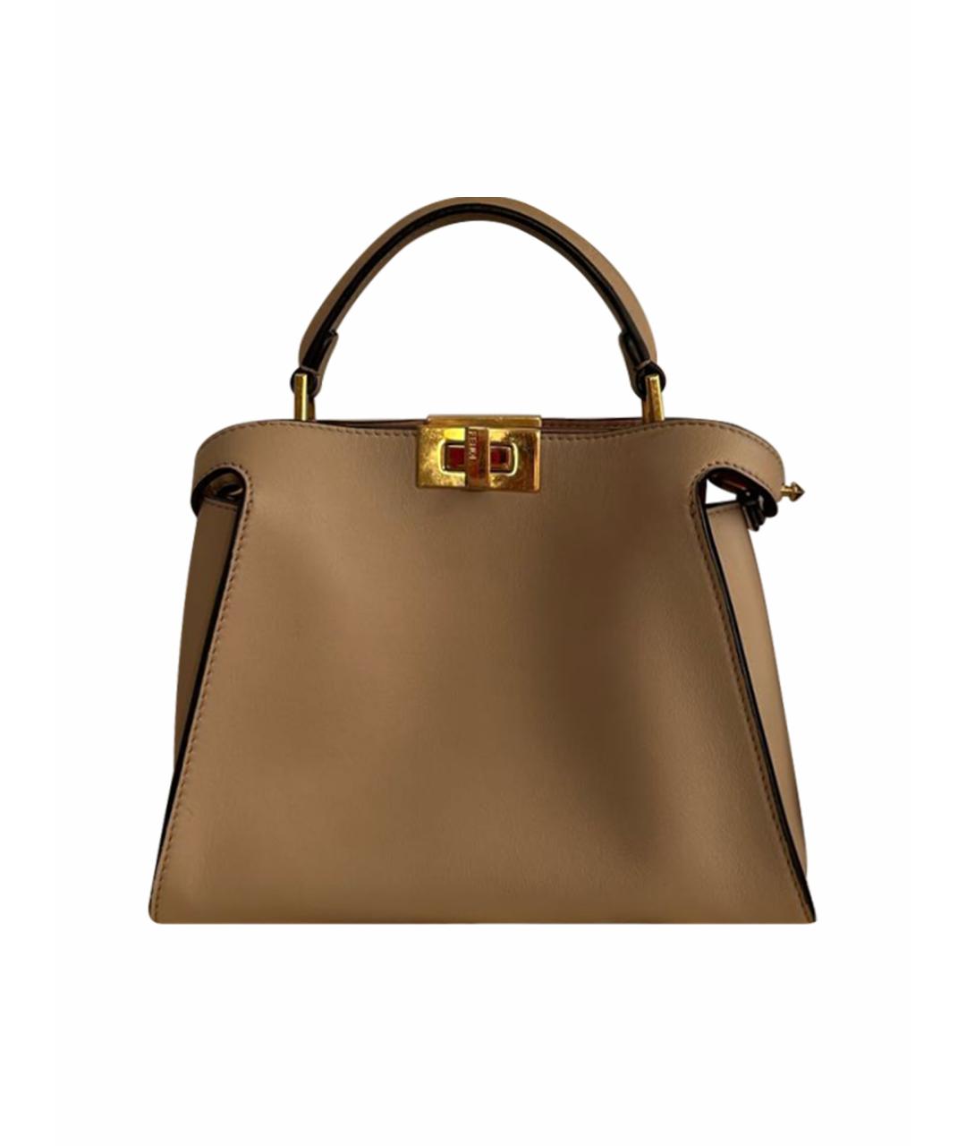 FENDI Бежевая кожаная сумка через плечо, фото 1
