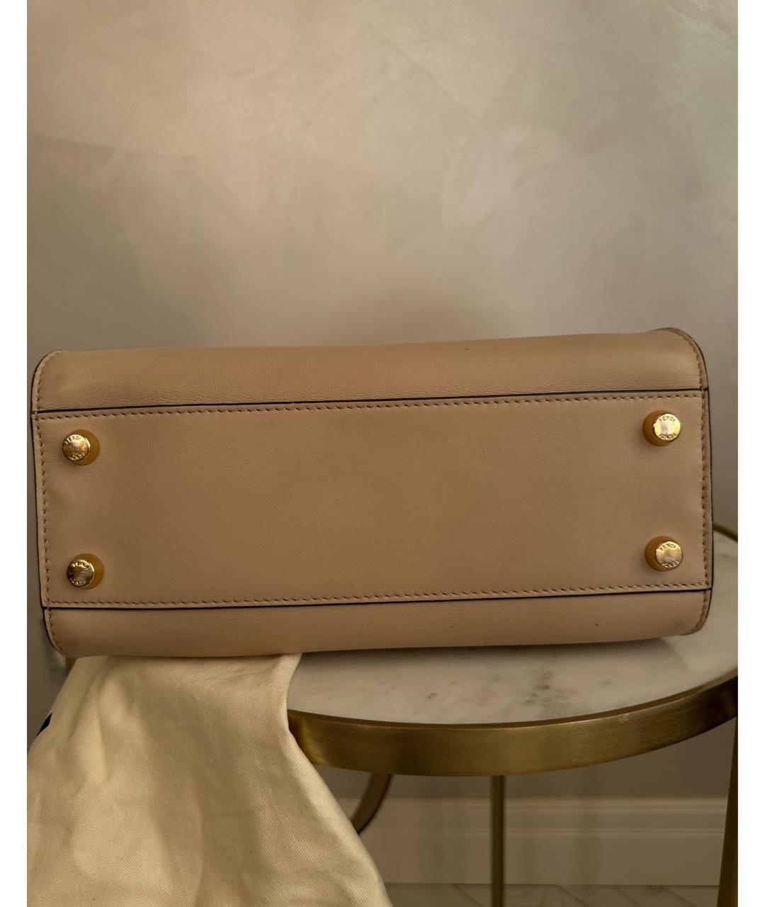 FENDI Бежевая кожаная сумка через плечо, фото 3
