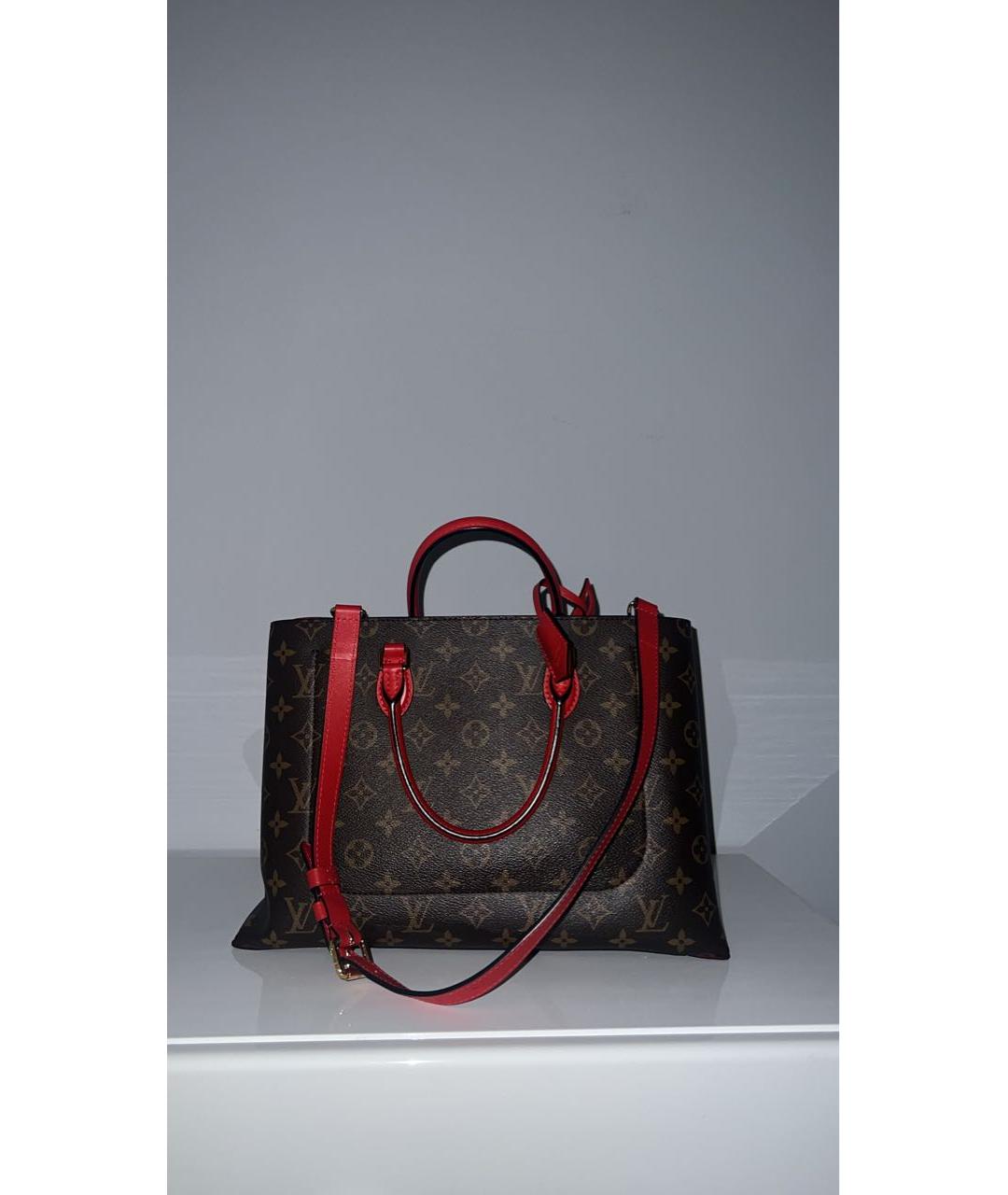 LOUIS VUITTON Коричневая кожаная сумка с короткими ручками, фото 3