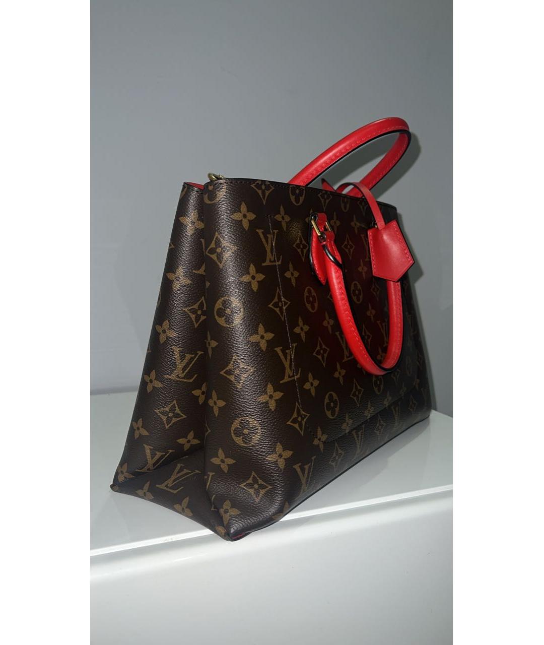 LOUIS VUITTON Коричневая кожаная сумка с короткими ручками, фото 5