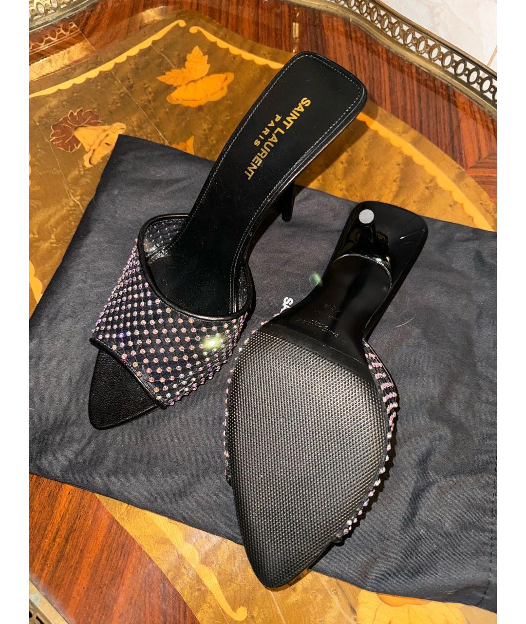 SAINT LAURENT Черные резиновые мюли, фото 3