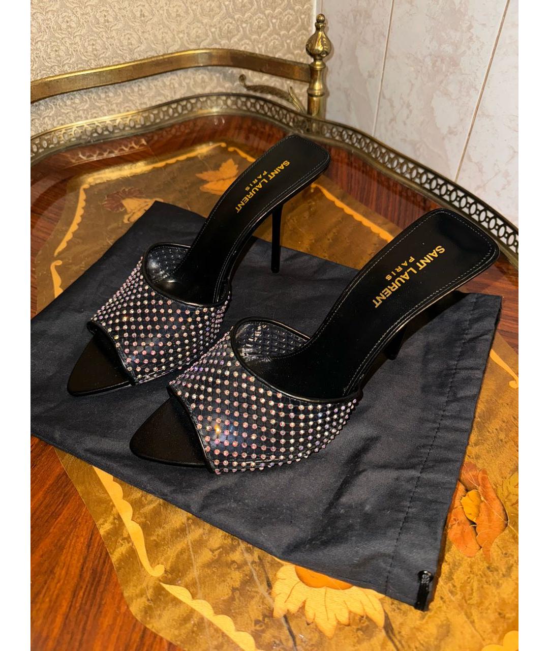 SAINT LAURENT Черные резиновые мюли, фото 5