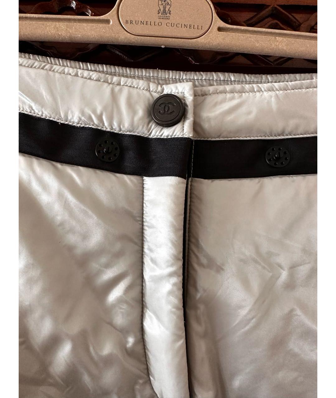 CHANEL PRE-OWNED Белые полиамидовые прямые брюки, фото 3