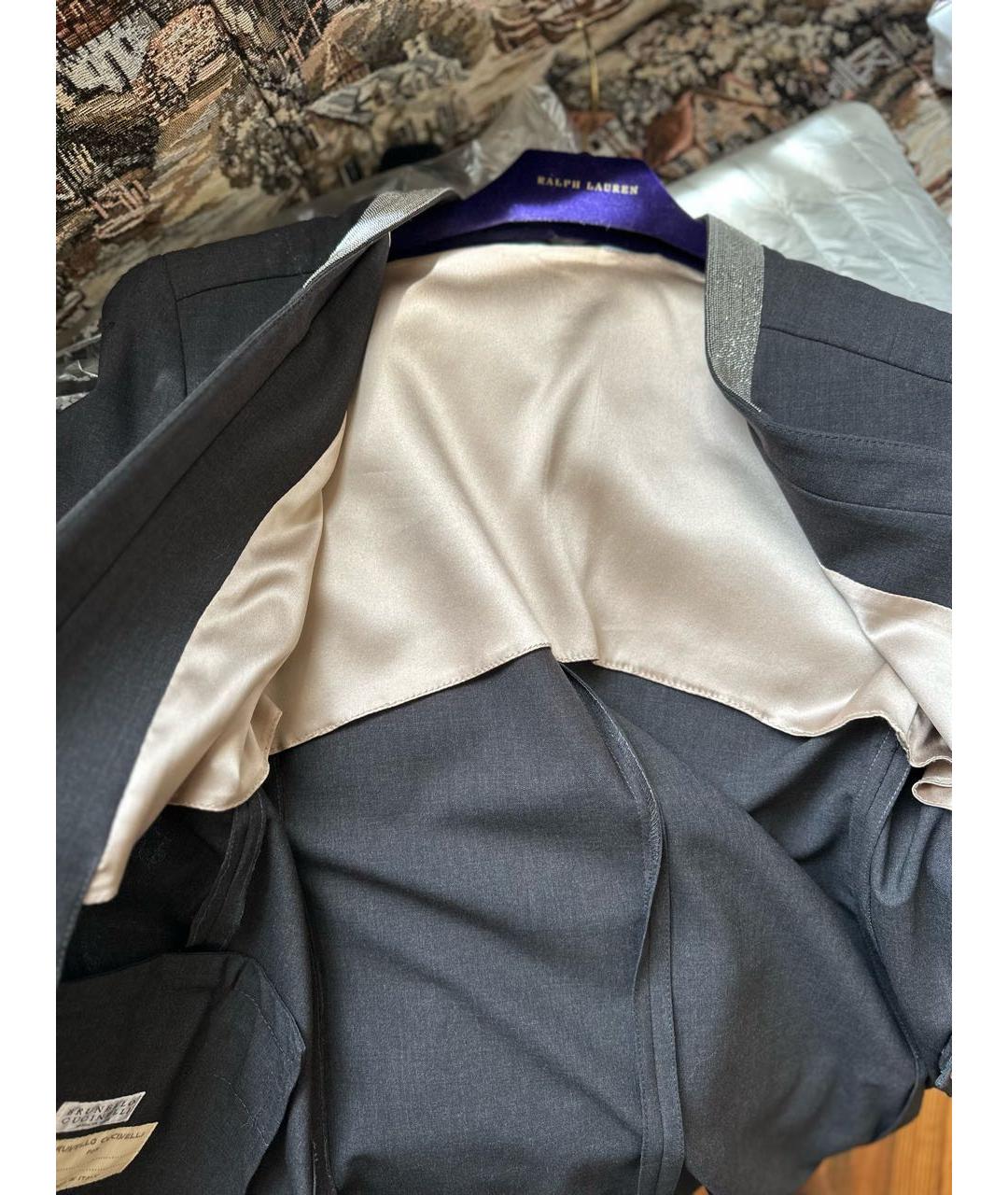 BRUNELLO CUCINELLI Антрацитовый шерстяной жакет/пиджак, фото 6