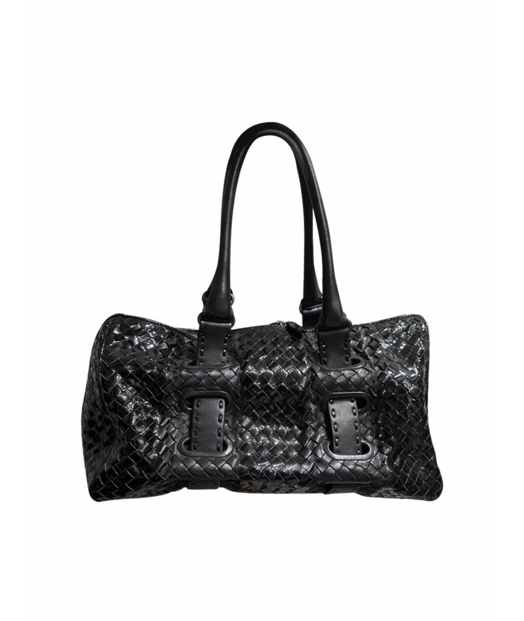 BOTTEGA VENETA Черная сумка тоут из лакированной кожи, фото 1