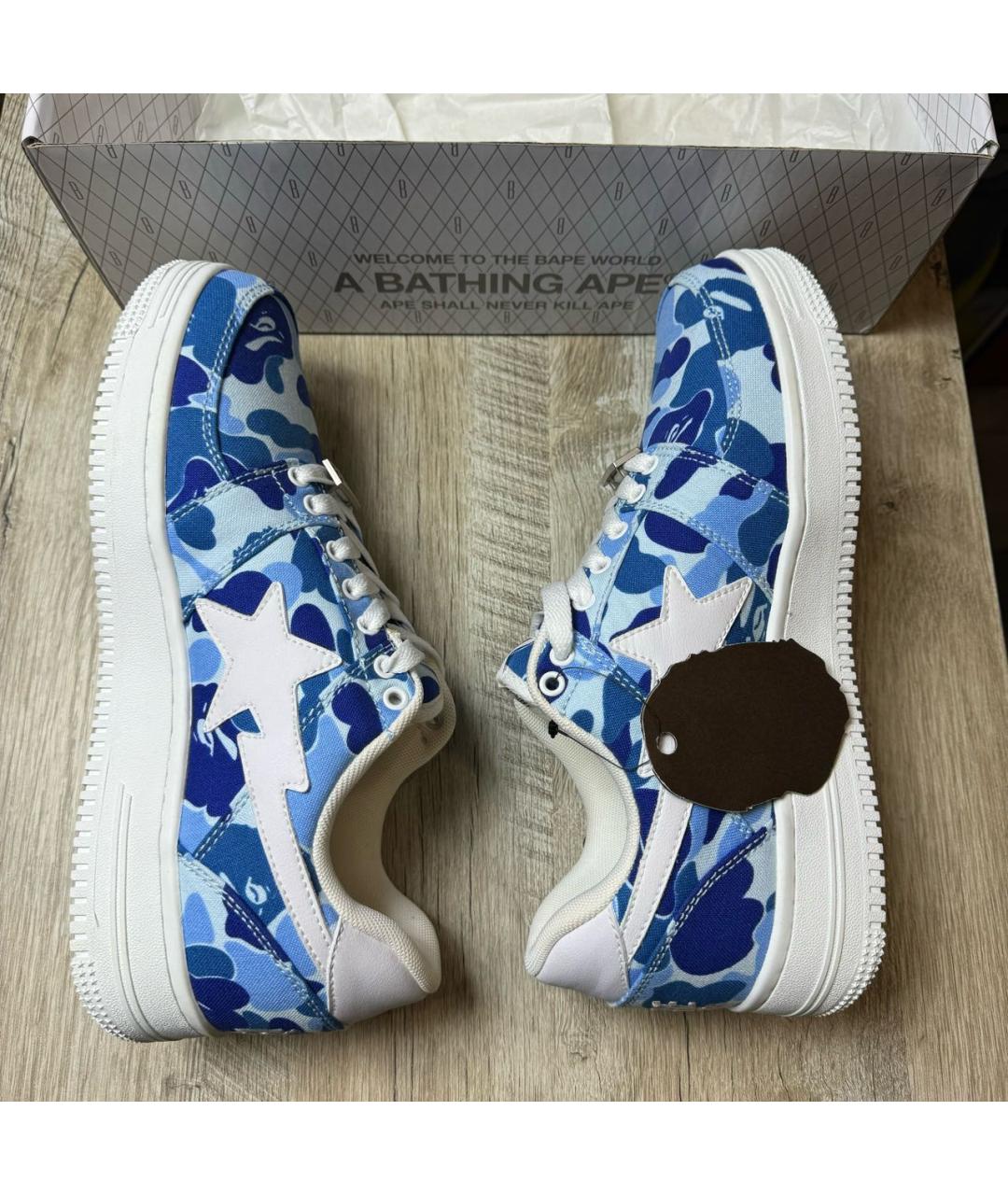 A BATHING APE Голубые низкие кроссовки / кеды, фото 6