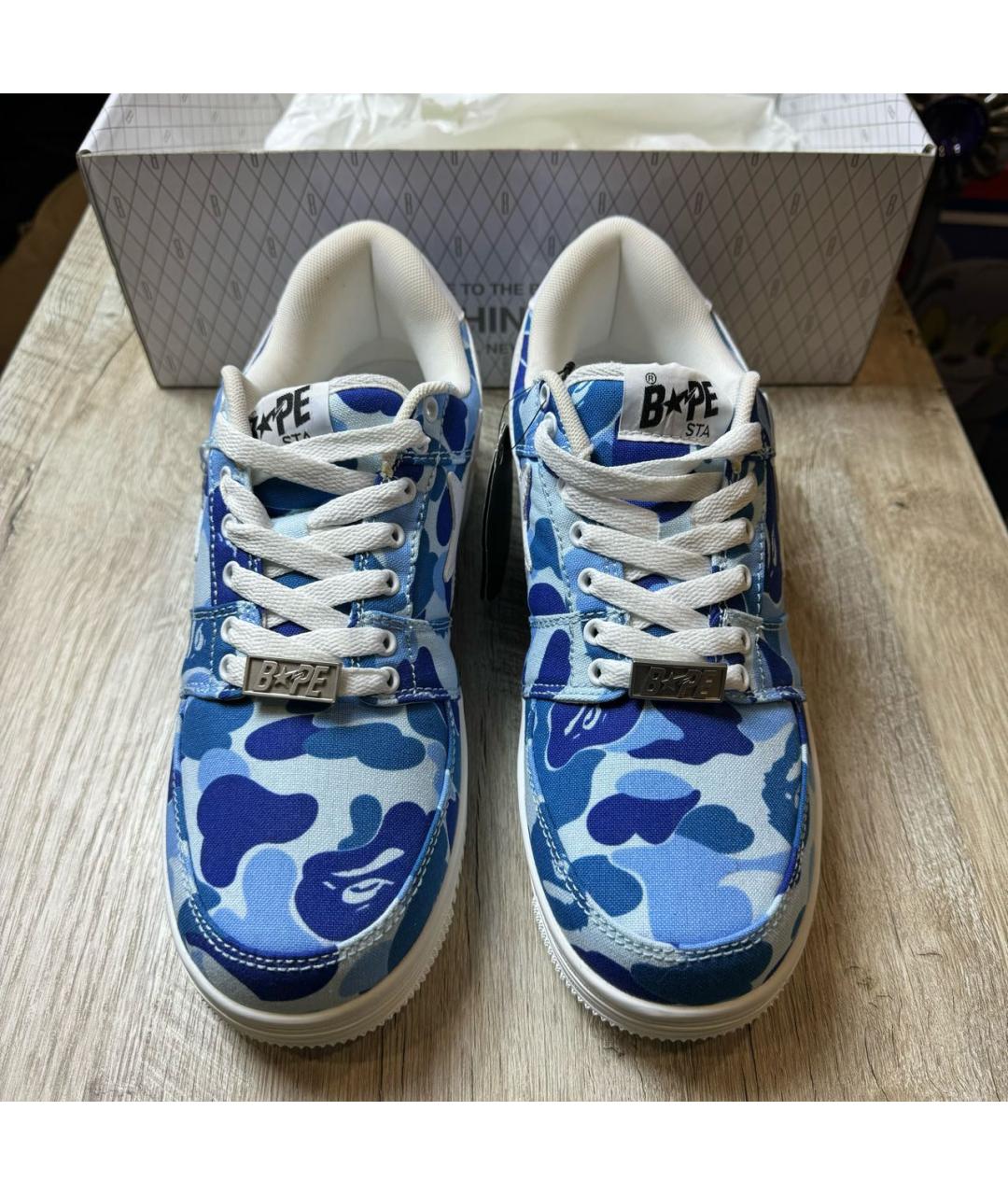 A BATHING APE Голубые низкие кроссовки / кеды, фото 3