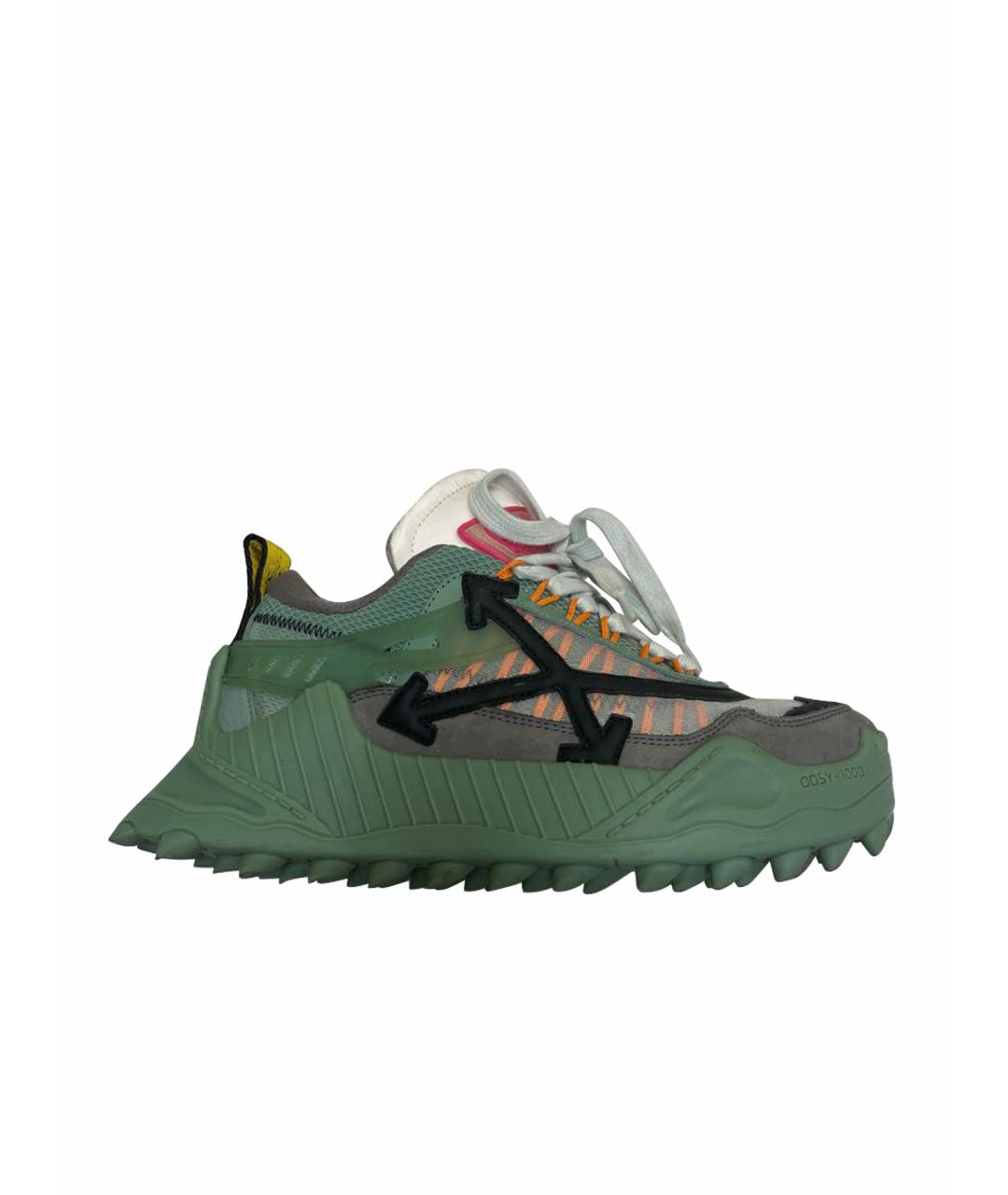 OFF-WHITE Бирюзовые замшевые кроссовки, фото 1