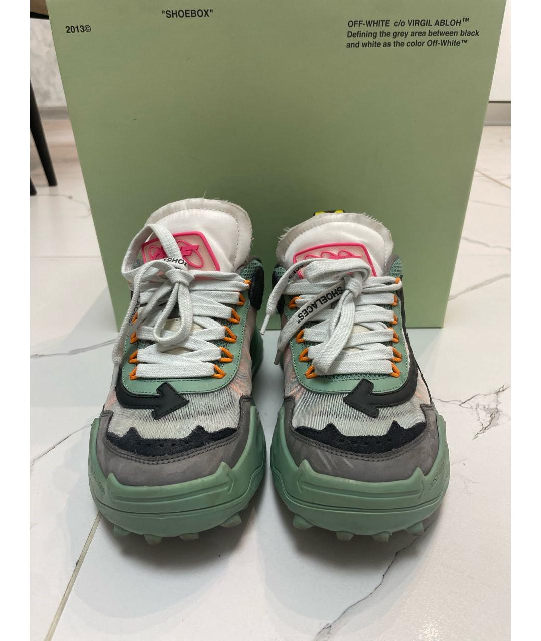 OFF-WHITE Бирюзовые замшевые кроссовки, фото 2