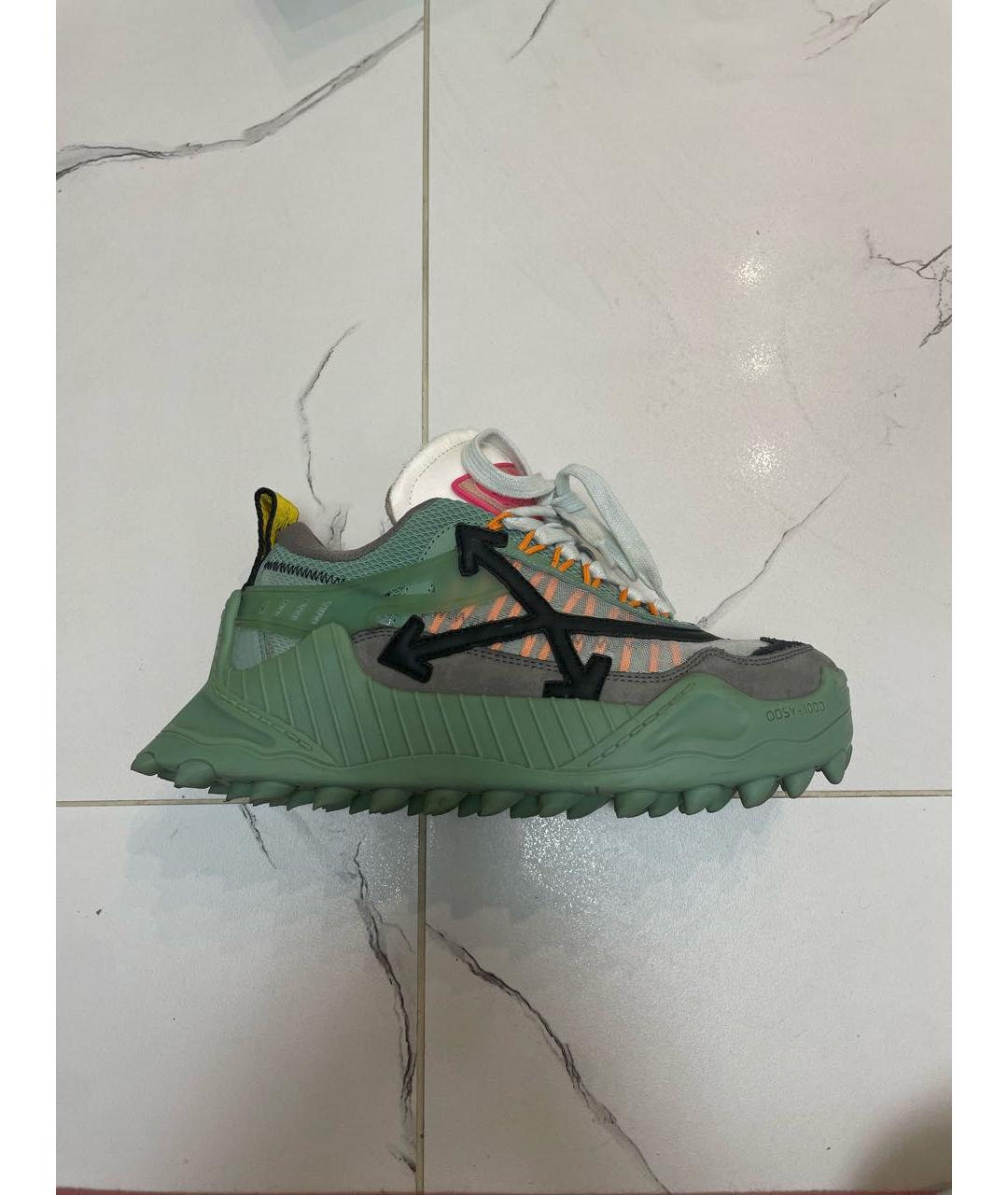 OFF-WHITE Бирюзовые замшевые кроссовки, фото 6