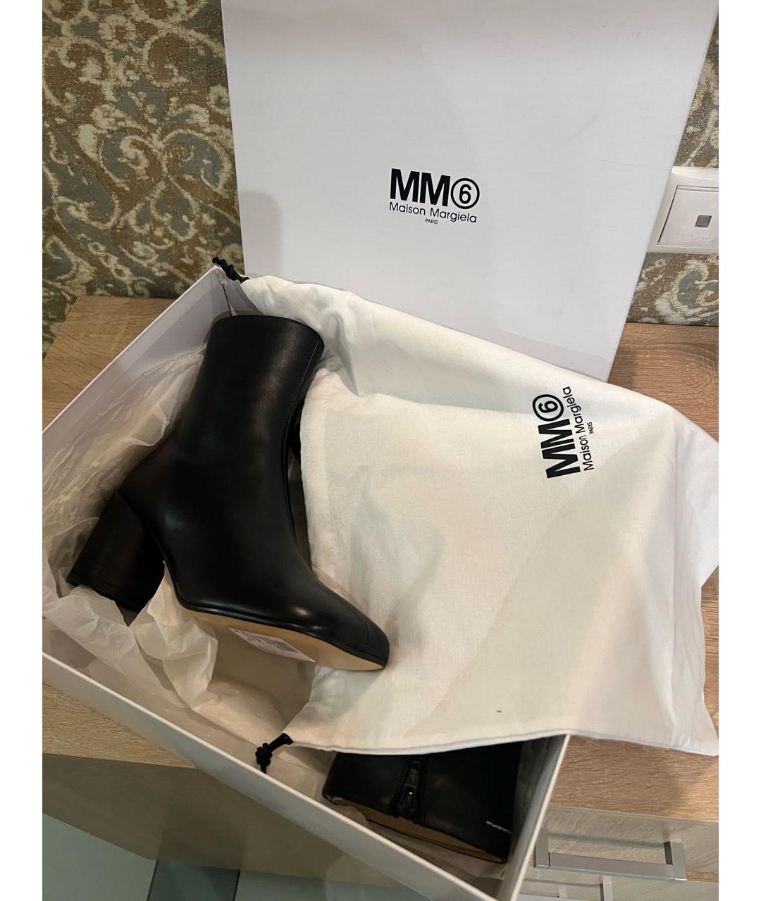 MM6 MAISON MARGIELA Черные кожаные ботильоны, фото 5