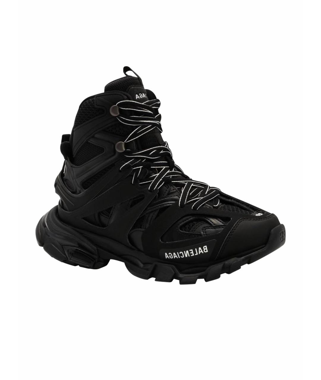 BALENCIAGA Черные кожаные высокие кроссовки / кеды, фото 1