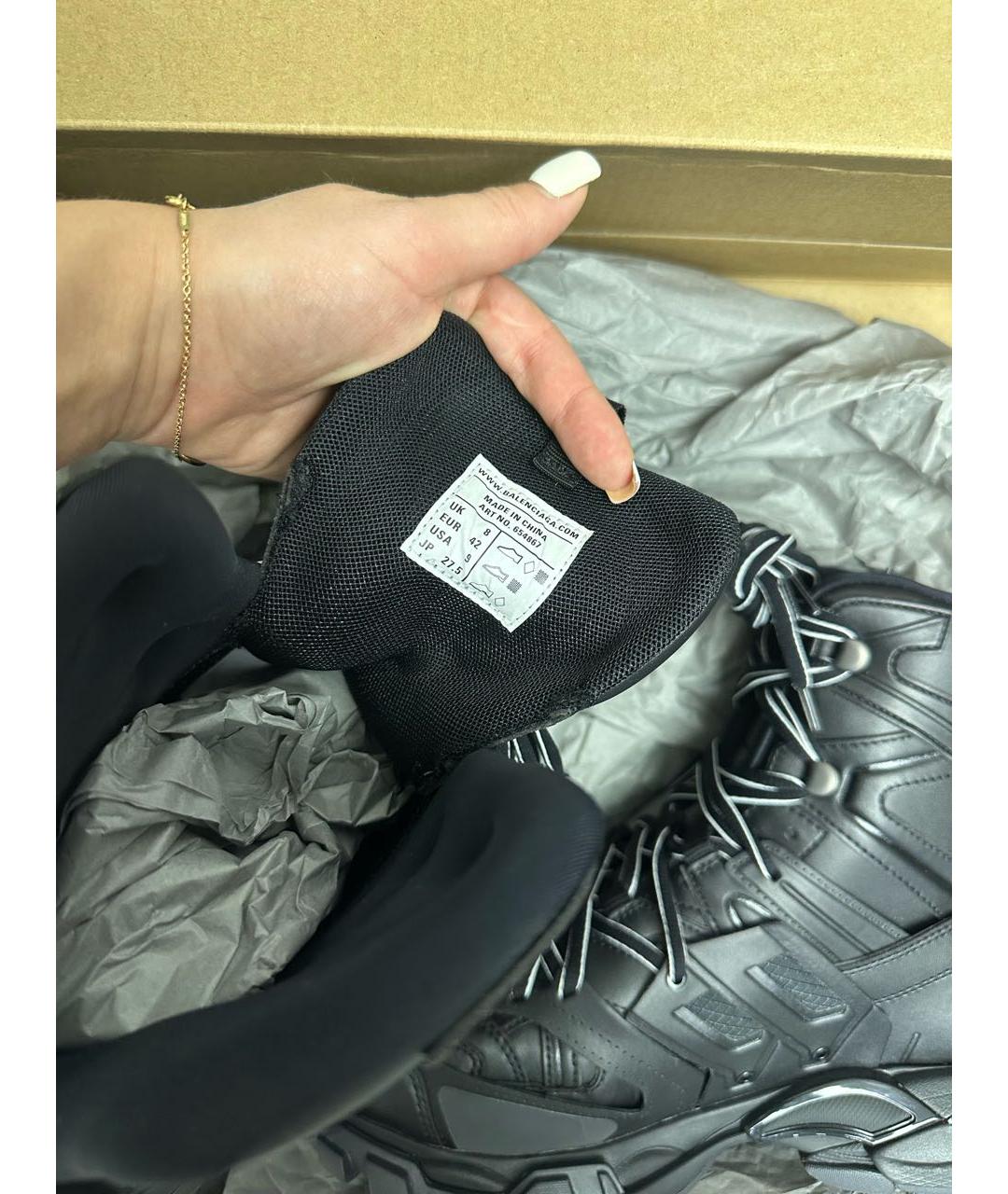 BALENCIAGA Черные кожаные высокие кроссовки / кеды, фото 5