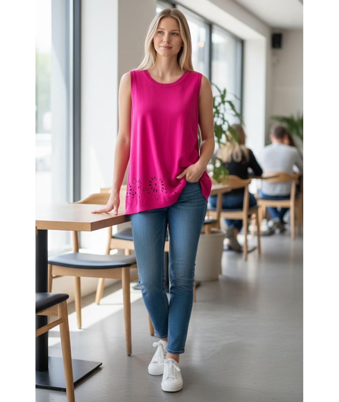 ESCADA Фуксия вискозная майка, фото 8