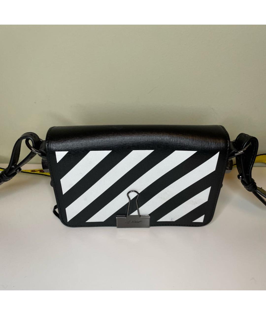 OFF-WHITE Черная кожаная сумка через плечо, фото 8