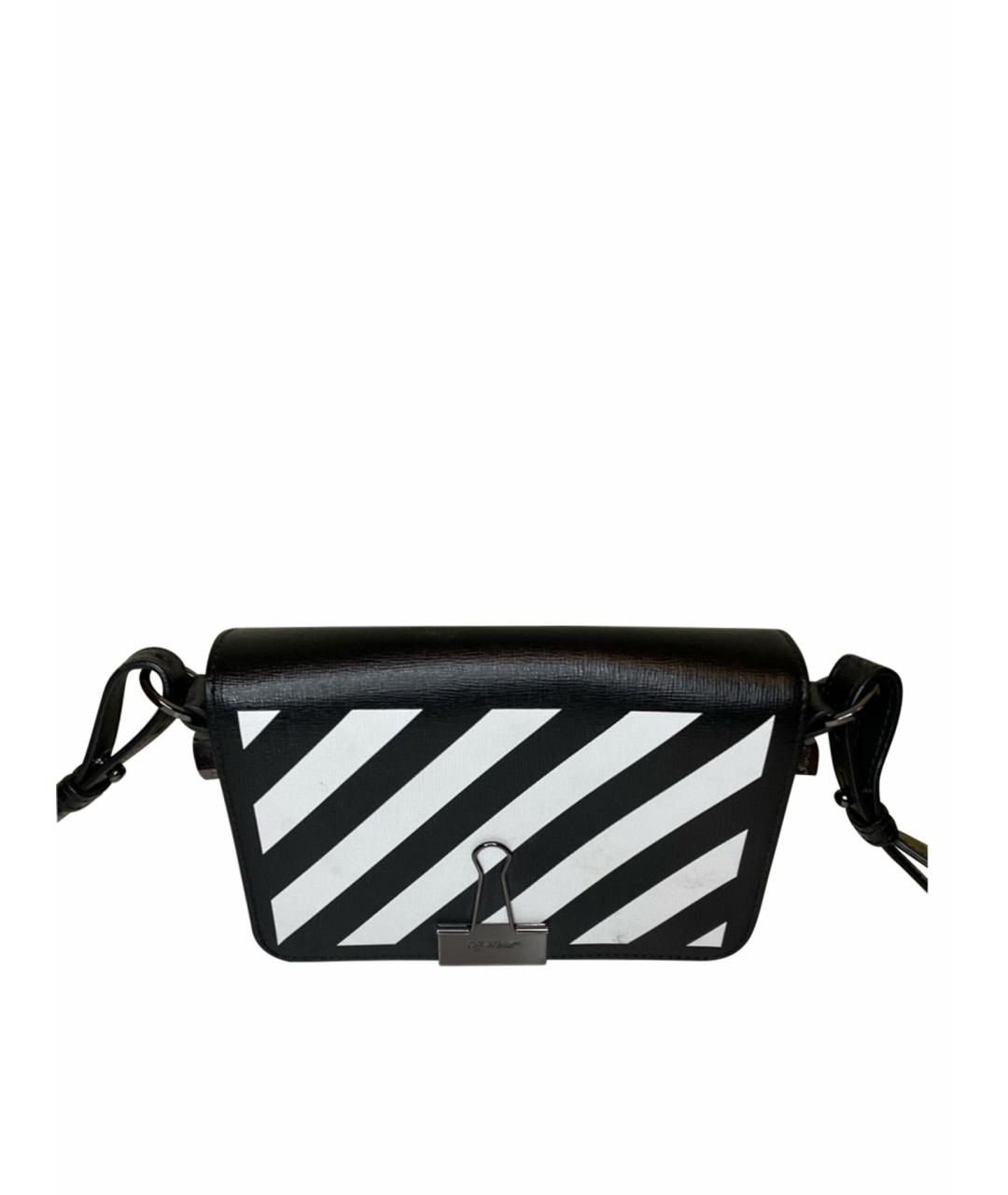 OFF-WHITE Черная кожаная сумка через плечо, фото 1
