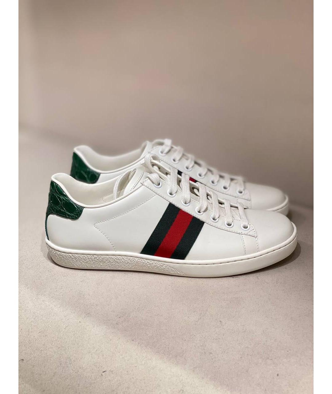 GUCCI Бежевые кожаные кеды, фото 3