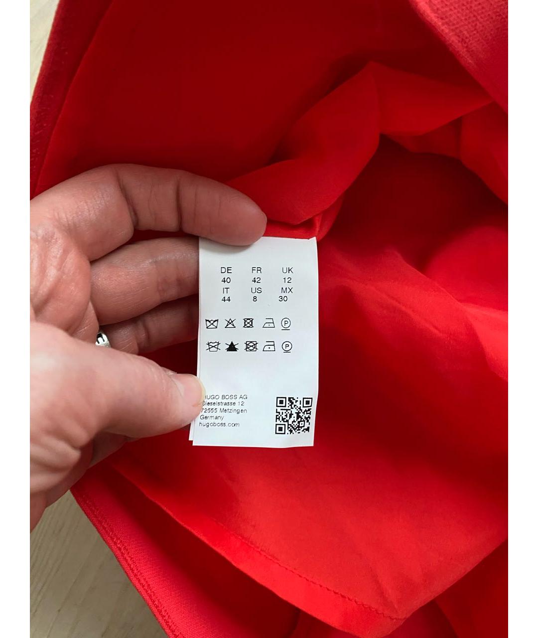 HUGO BOSS Красная полиэстеровая юбка миди, фото 5