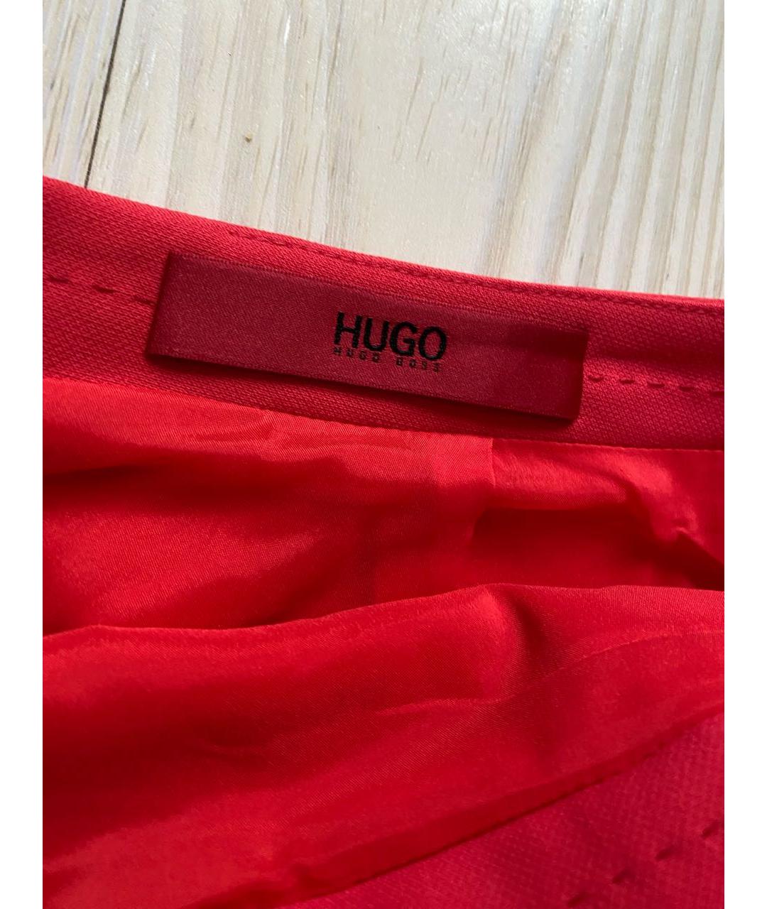 HUGO BOSS Красная полиэстеровая юбка миди, фото 2