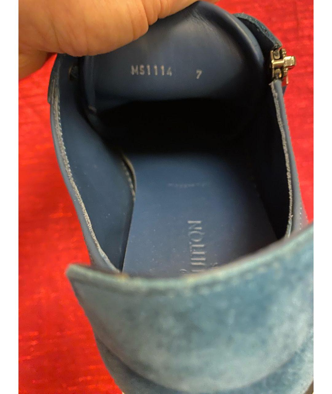 LOUIS VUITTON PRE-OWNED Синие кожаные низкие кроссовки / кеды, фото 5