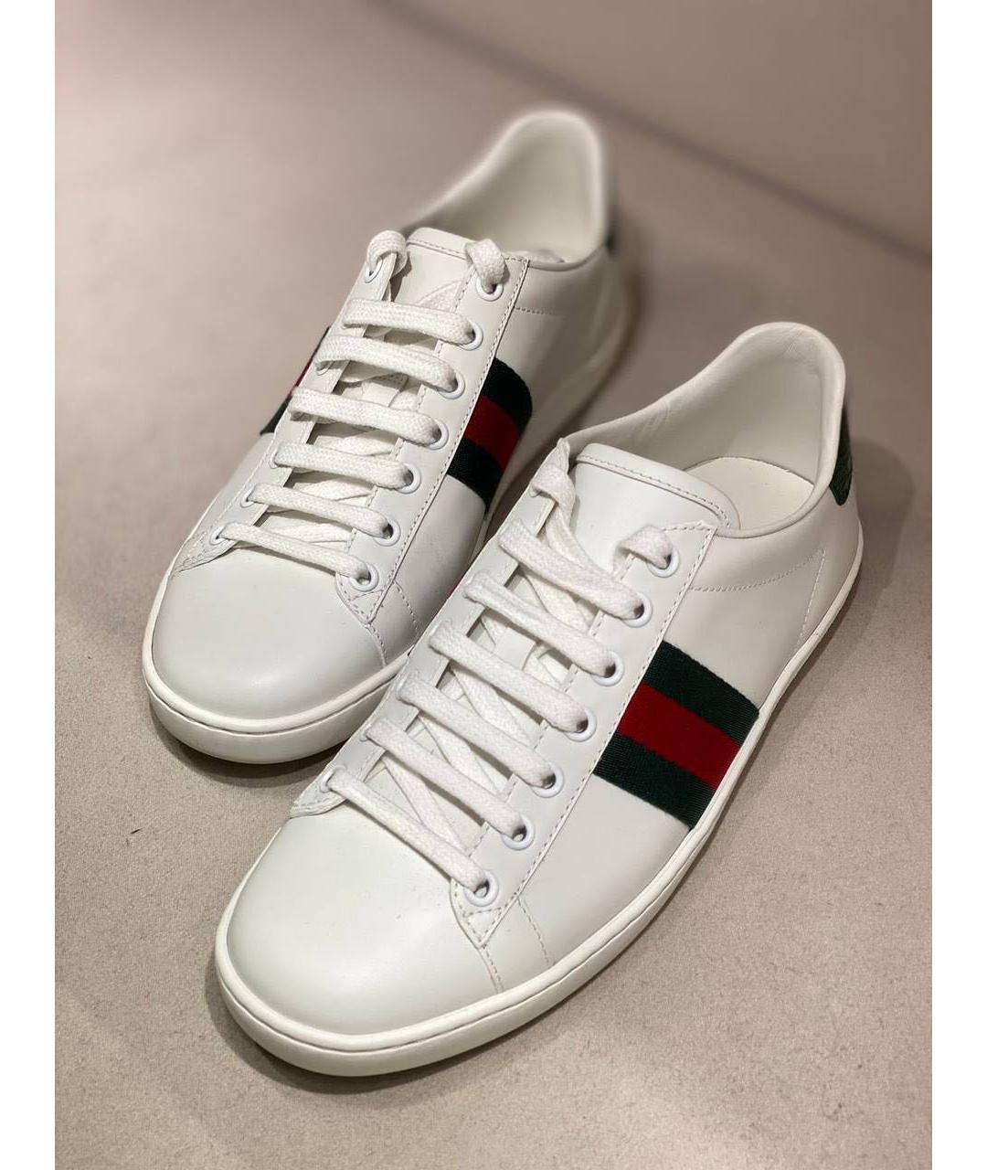 GUCCI Белые кожаные кеды, фото 4