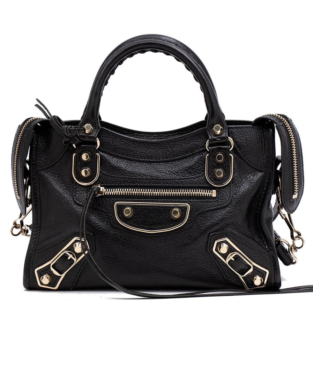 BALENCIAGA Черная кожаная сумка с короткими ручками, фото 5