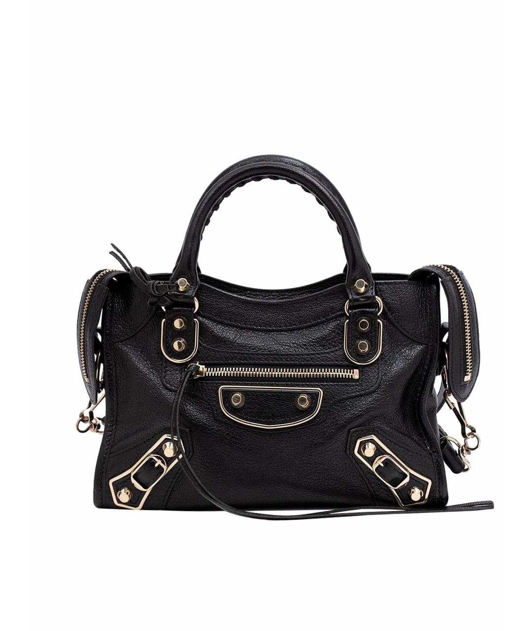 BALENCIAGA Черная кожаная сумка с короткими ручками, фото 1