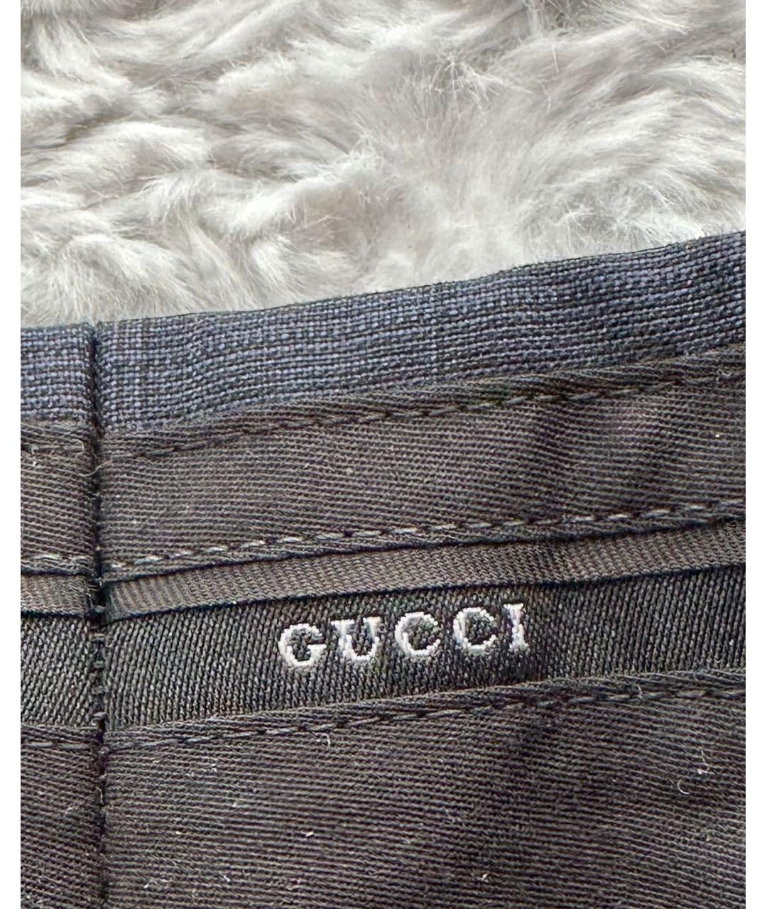 GUCCI Темно-синие шерстяные классические брюки, фото 7