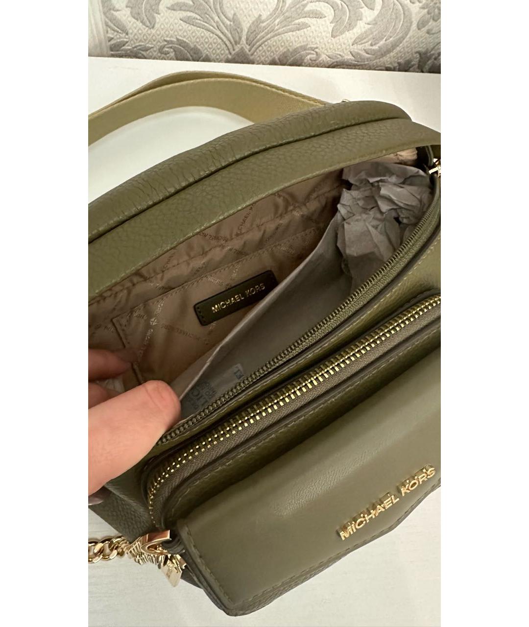 MICHAEL KORS Хаки кожаная поясная сумка, фото 4