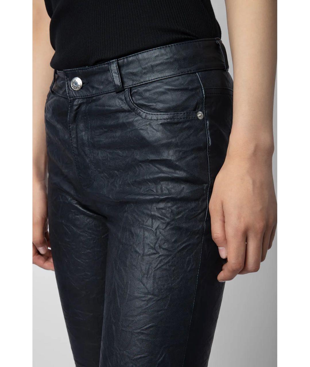 ZADIG & VOLTAIRE Темно-синие кожаные брюки узкие, фото 4