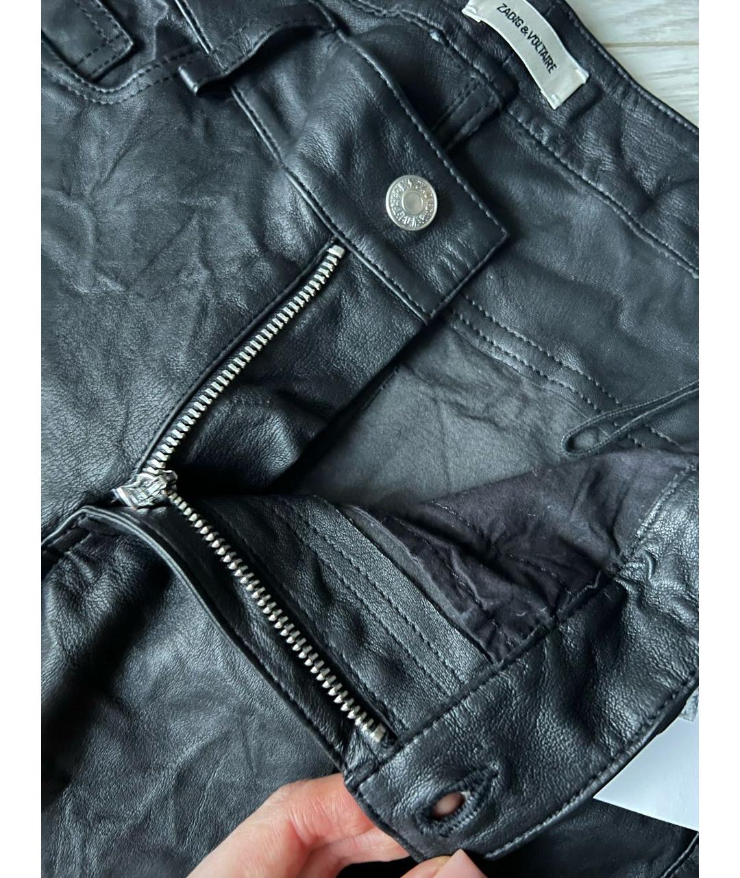 ZADIG & VOLTAIRE Темно-синие кожаные брюки узкие, фото 6